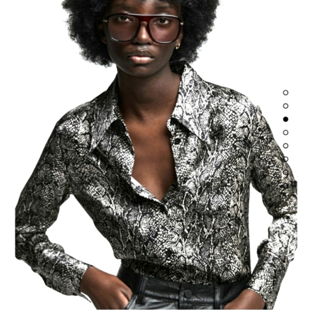 Zara Snake Pattern Button Down Top Size: L